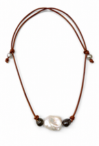 The  Moonlit Tide Necklace Baroque Pearls  20 inches adjustable