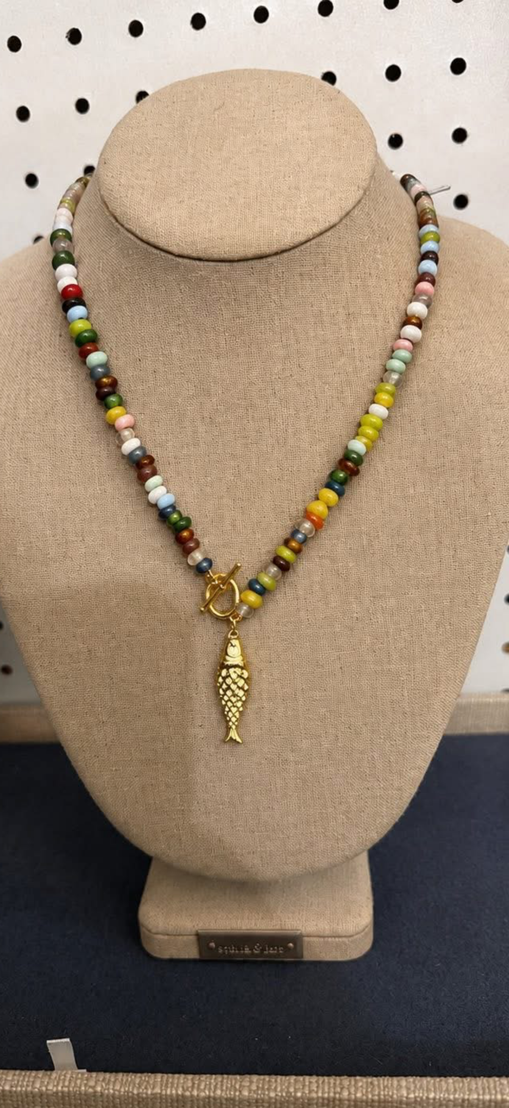 THE Rainbow Fish necklace glass  colorful coastal beads surfer girl