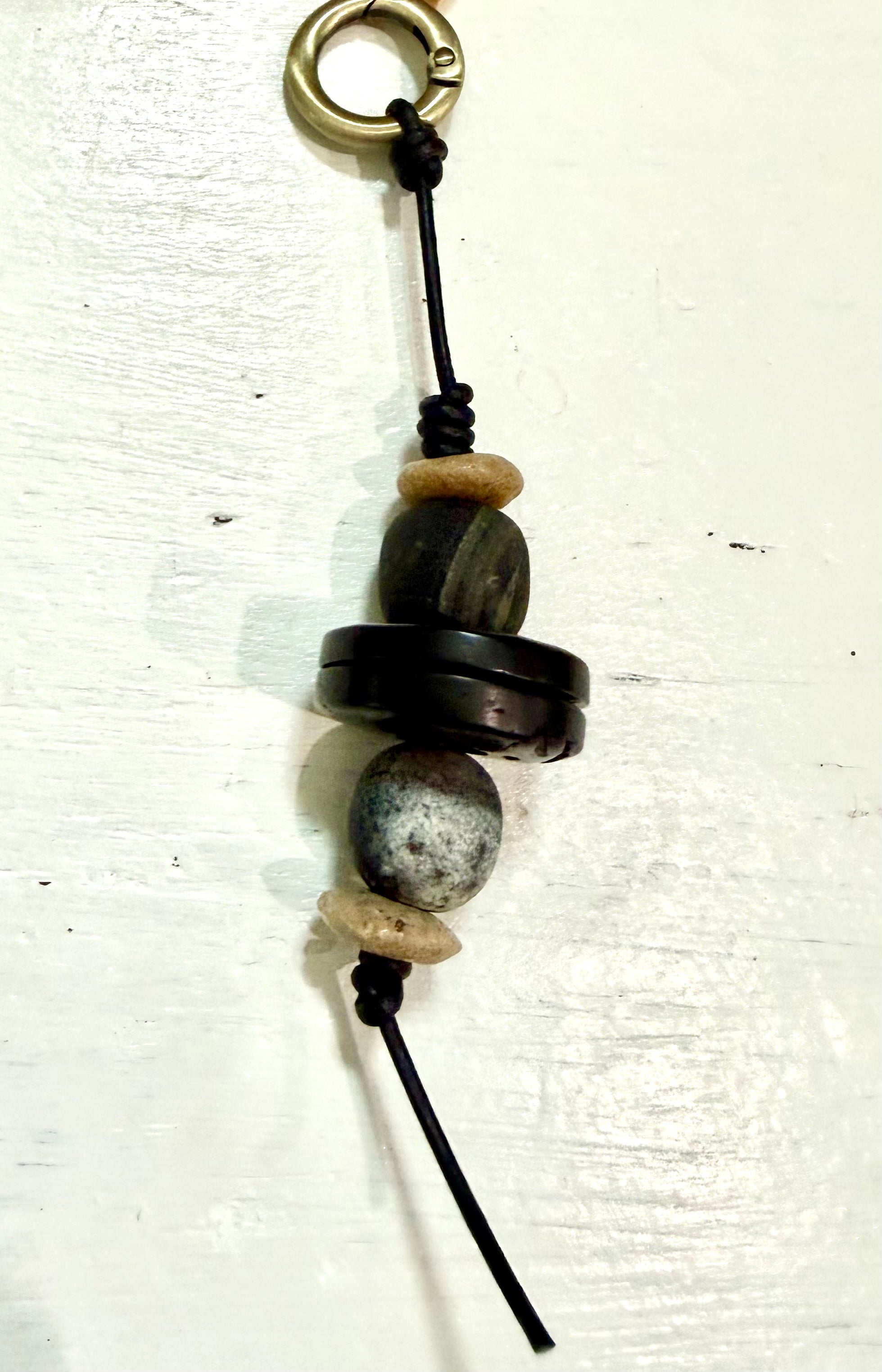 The Coastal Stack Stone Leather Charm