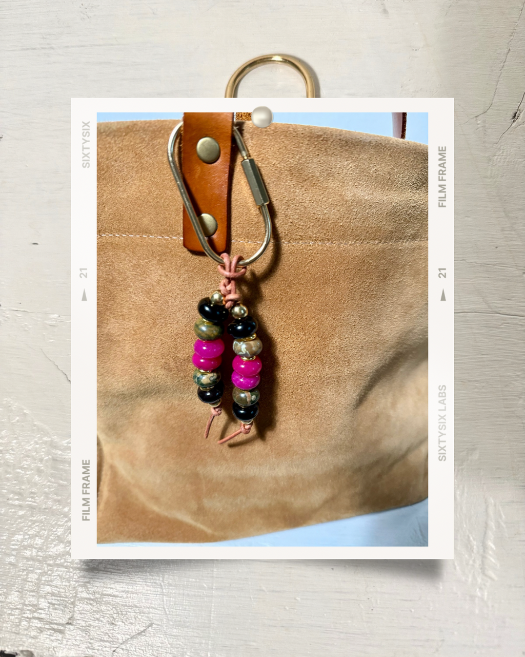 The MYSTI bag charm stone keychain