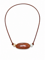 The Bar Necklace | Fossilized Red Coral &amp; Baroque Pearl