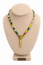 THE Rainbow Fish necklace glass  colorful coastal beads surfer girl
