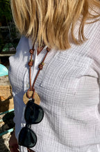 The Loop Natural Stone Cabochon eyewear Necklace Leather