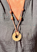 The Loop Natural Stone Cabochon eyewear Necklace Leather