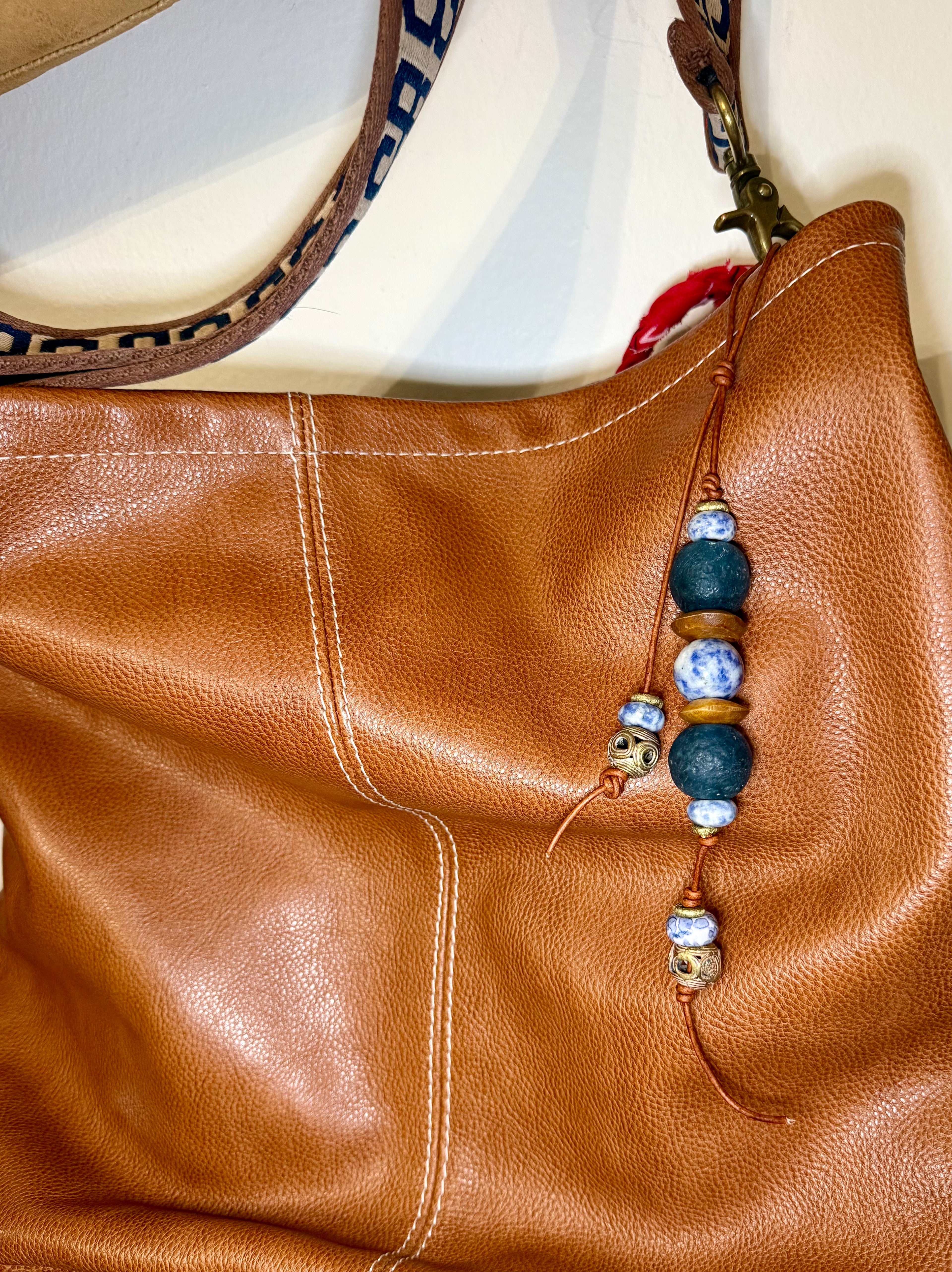 The Bubbles Charm  - Colorful Big Stone & Recycled Glass beads Bag Charm Coastal