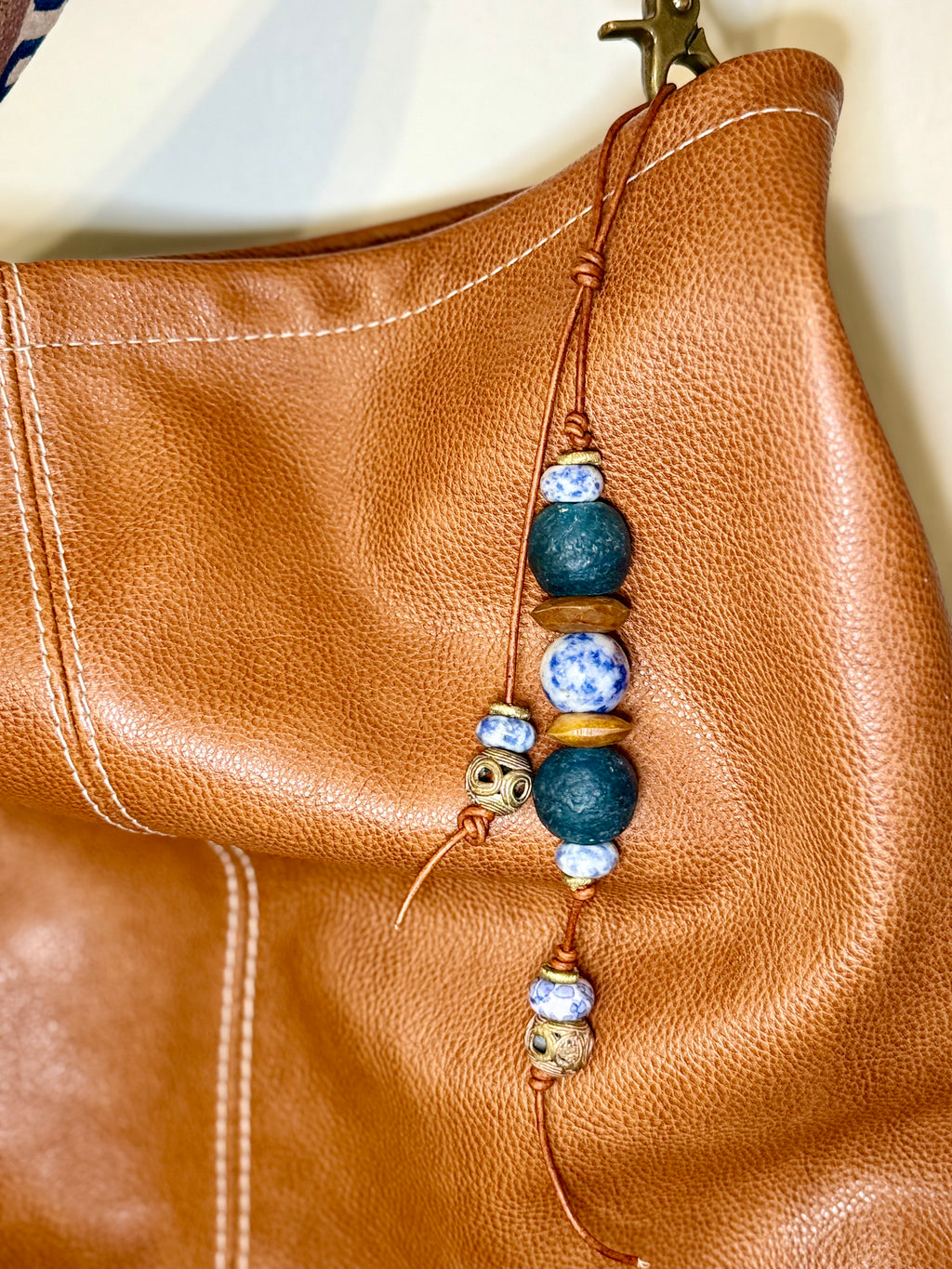 The Bubbles Charm  - Colorful Big Stone & Recycled Glass beads Bag Charm Coastal