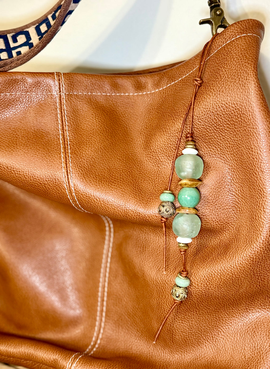 The Bubbles Charm  - Colorful Big Stone & Recycled Glass beads Bag Charm Coastal