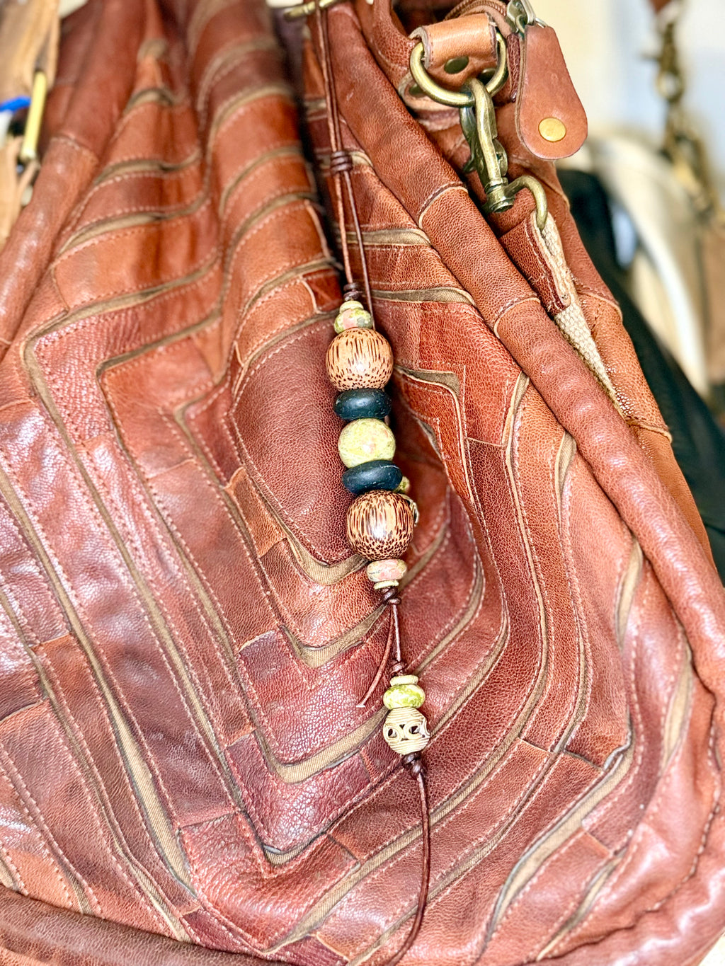 The Bubbles Charm  - Colorful Big Stone & Recycled Glass beads Bag Charm Coastal
