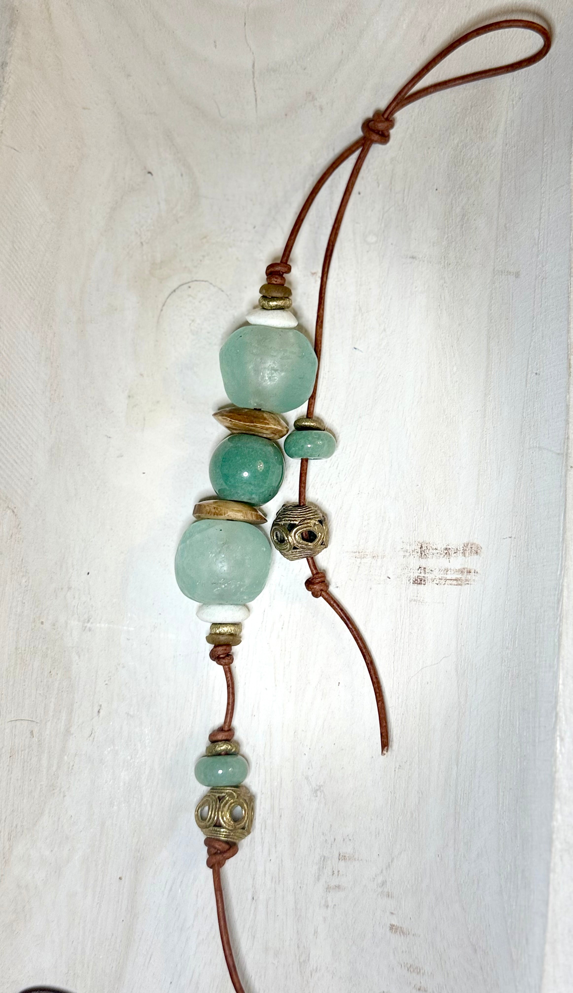 The Bubbles Charm  - Colorful Big Stone & Recycled Glass beads Bag Charm Coastal