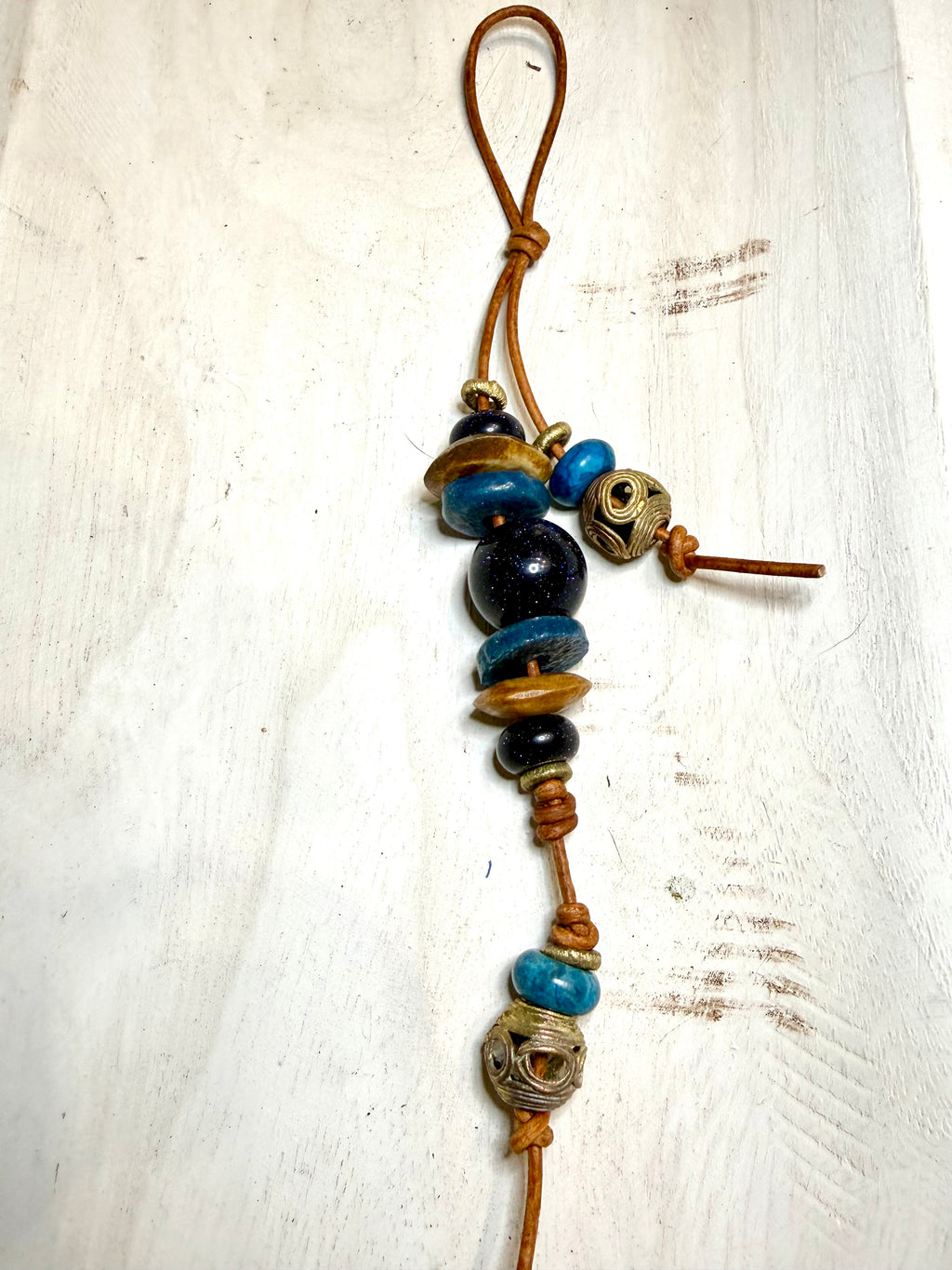 The Bubbles Charm  - Colorful Big Stone & Recycled Glass beads Bag Charm Coastal