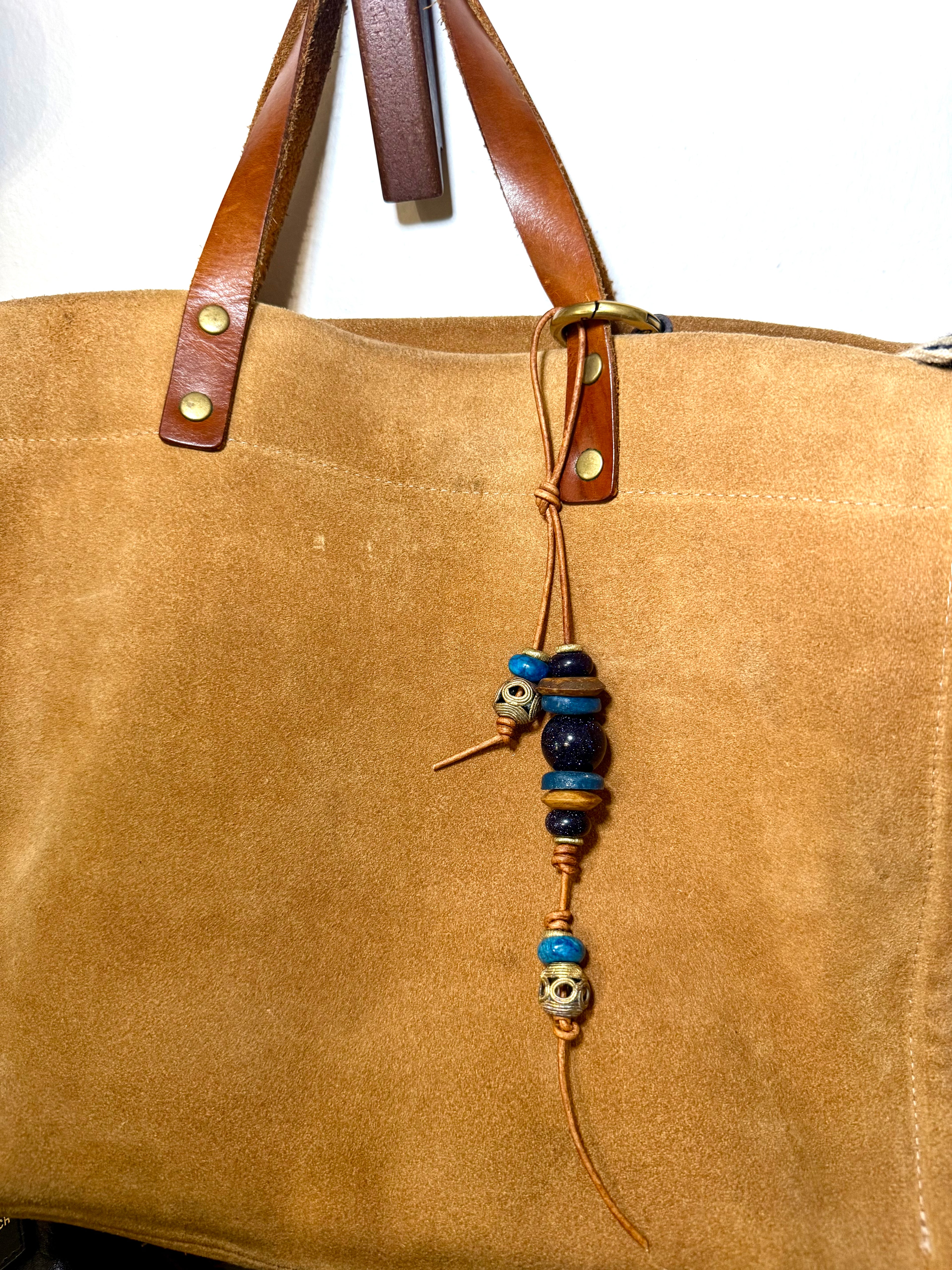 The Bubbles Charm  - Colorful Big Stone & Recycled Glass beads Bag Charm Coastal