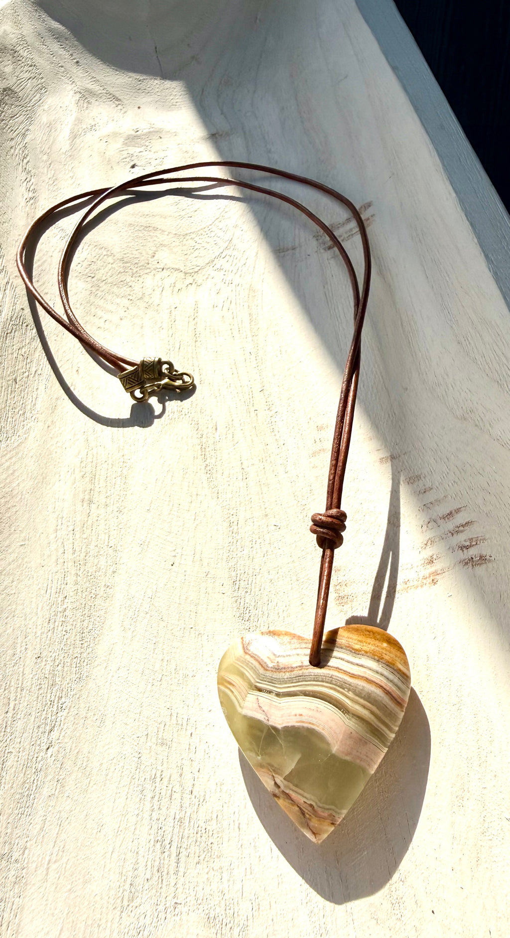 The Strand Necklace Natural Stone Cabochon Jewelry on Leather