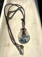 The Loop Natural Stone Cabochon eyewear Necklace Leather