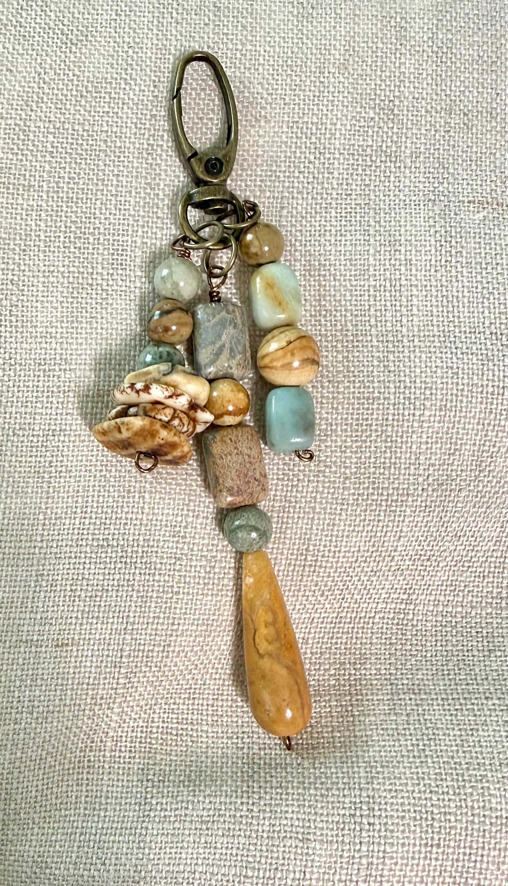 Zipper Pull Charms | 3 Strand Hand-Wired Semiprecious Stone Details