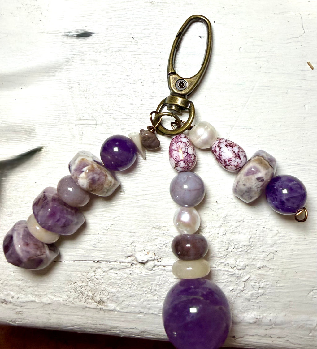 Zipper Pull Charms | 3 Strand Hand-Wired Semiprecious Stone Details