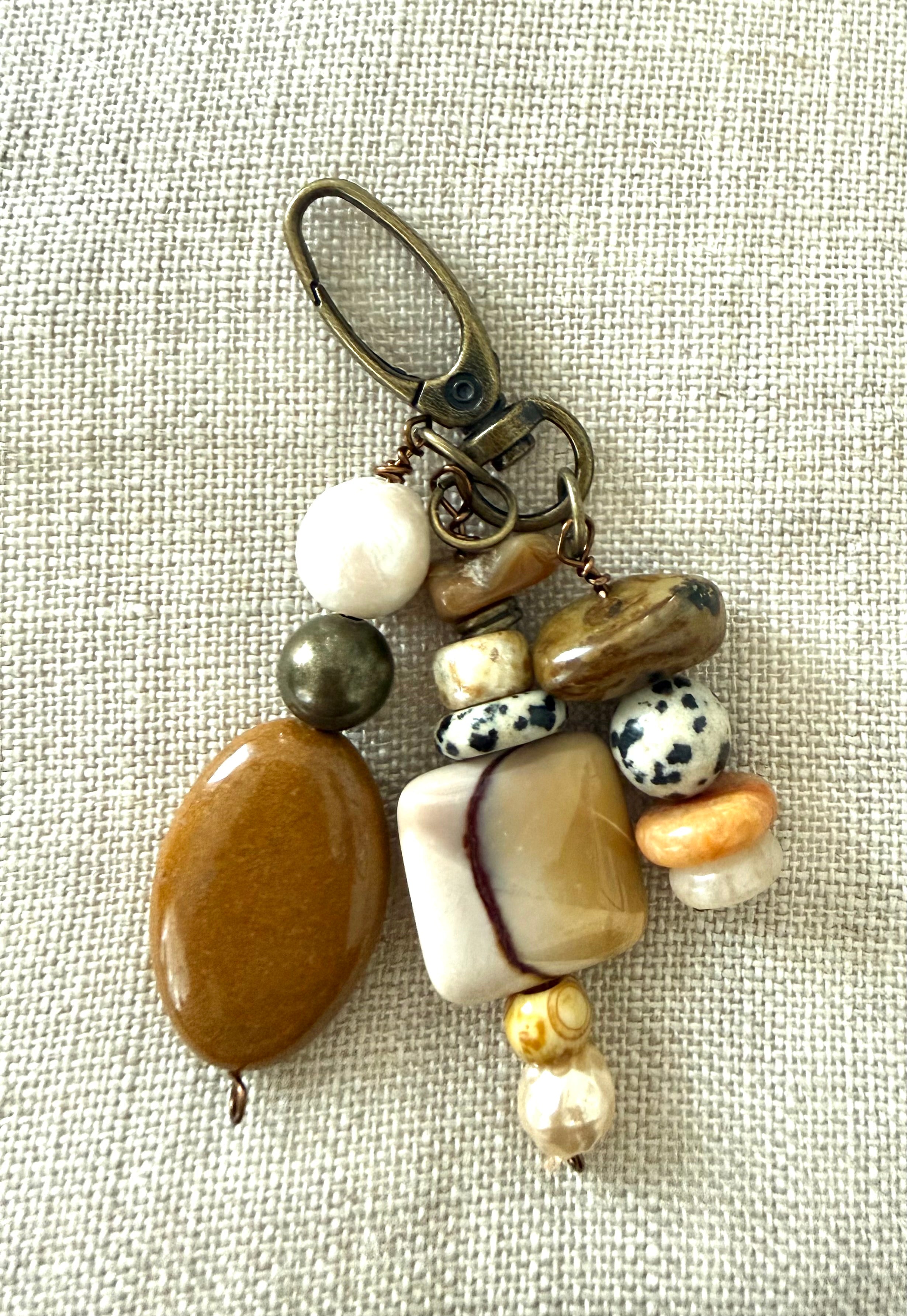 Zipper Pull Charms | 3 Strand Hand-Wired Semiprecious Stone Details