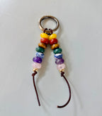 The CHAKRA Colorful Stone Double Strand Bag Charm Key Chain Boho Accessory