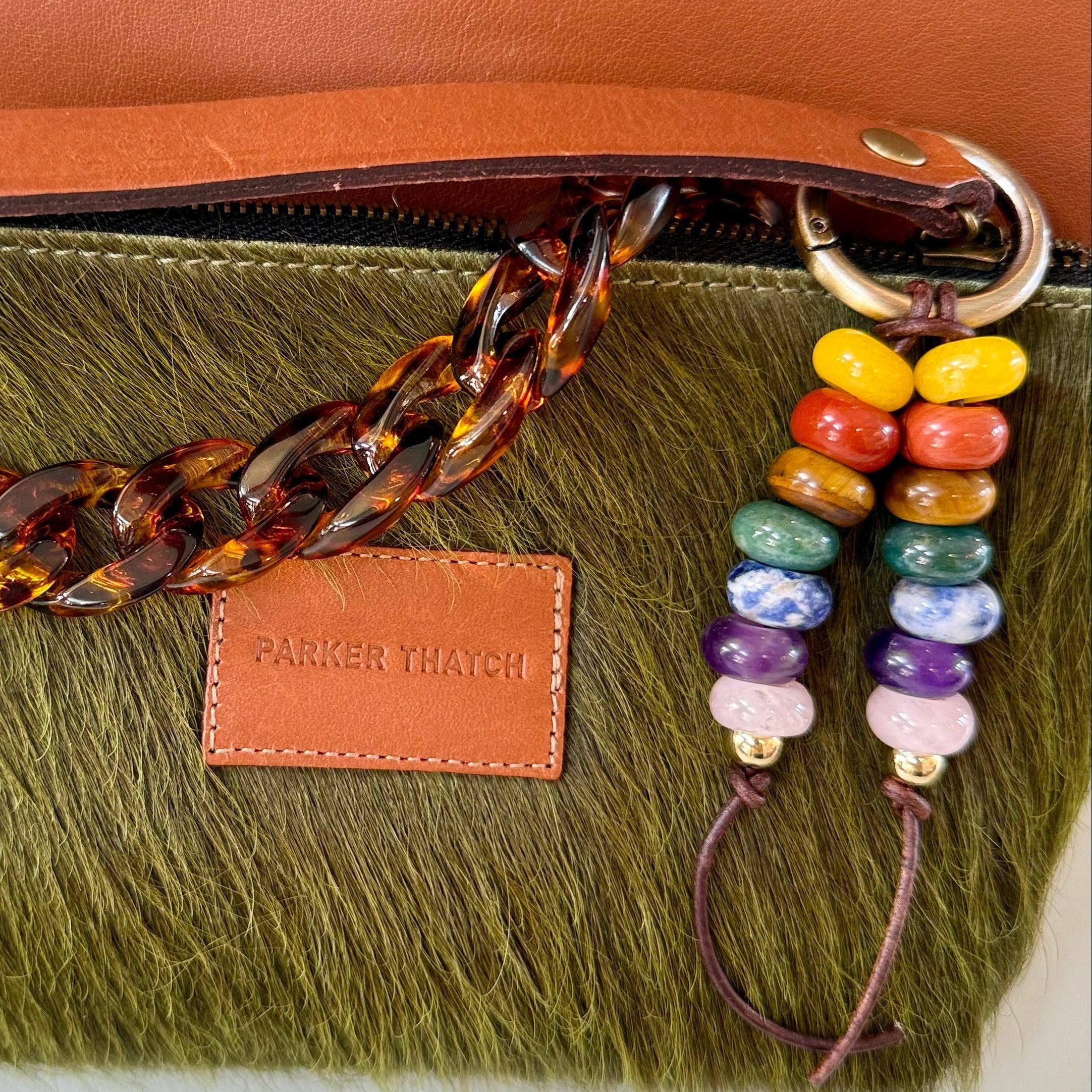 The CHAKRA Colorful Stone Double Strand Bag Charm Key Chain Boho Accessory