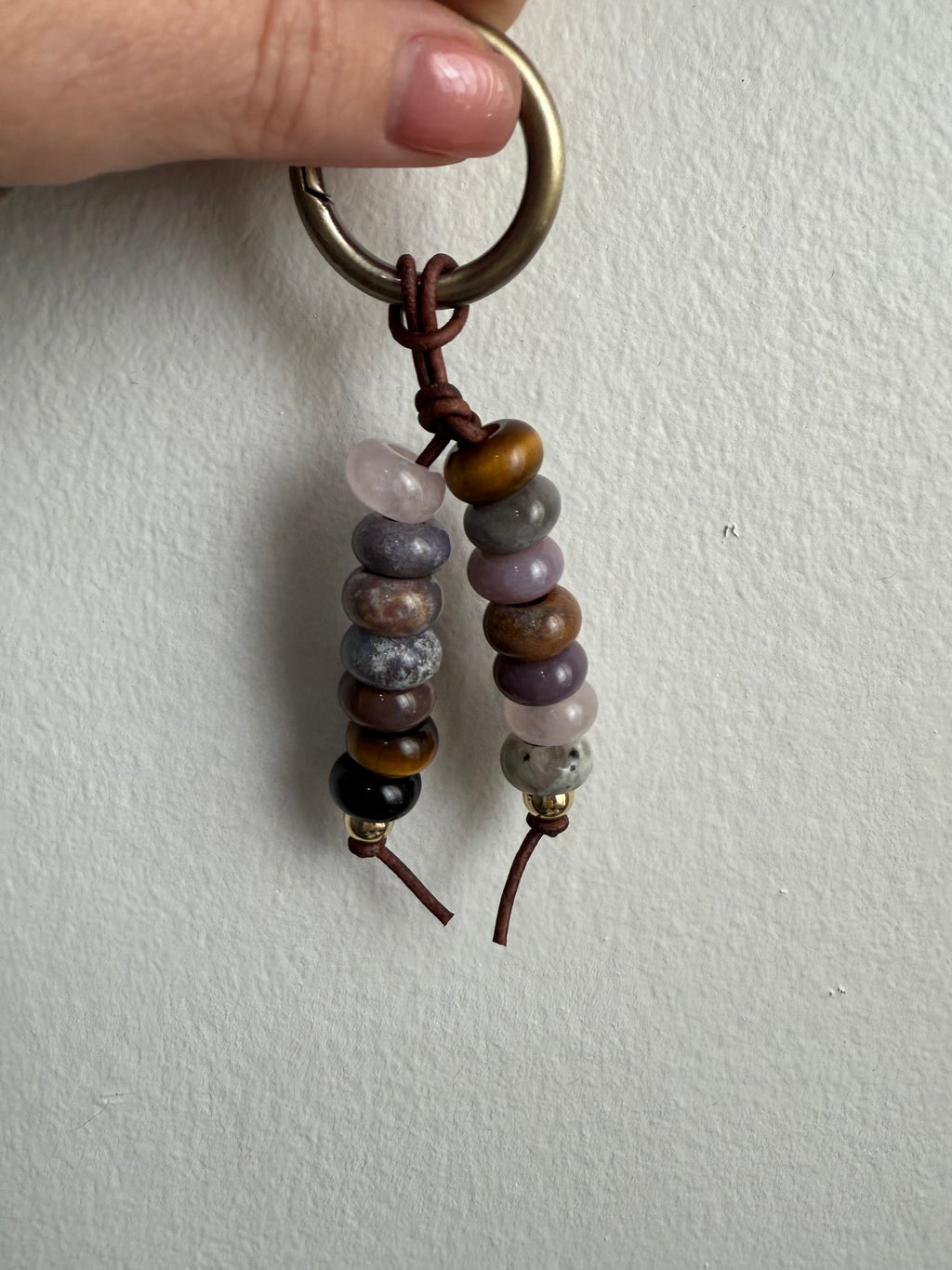 The MMP - Colorful Stone Double Strand Bag Charm Key Chain Accessory