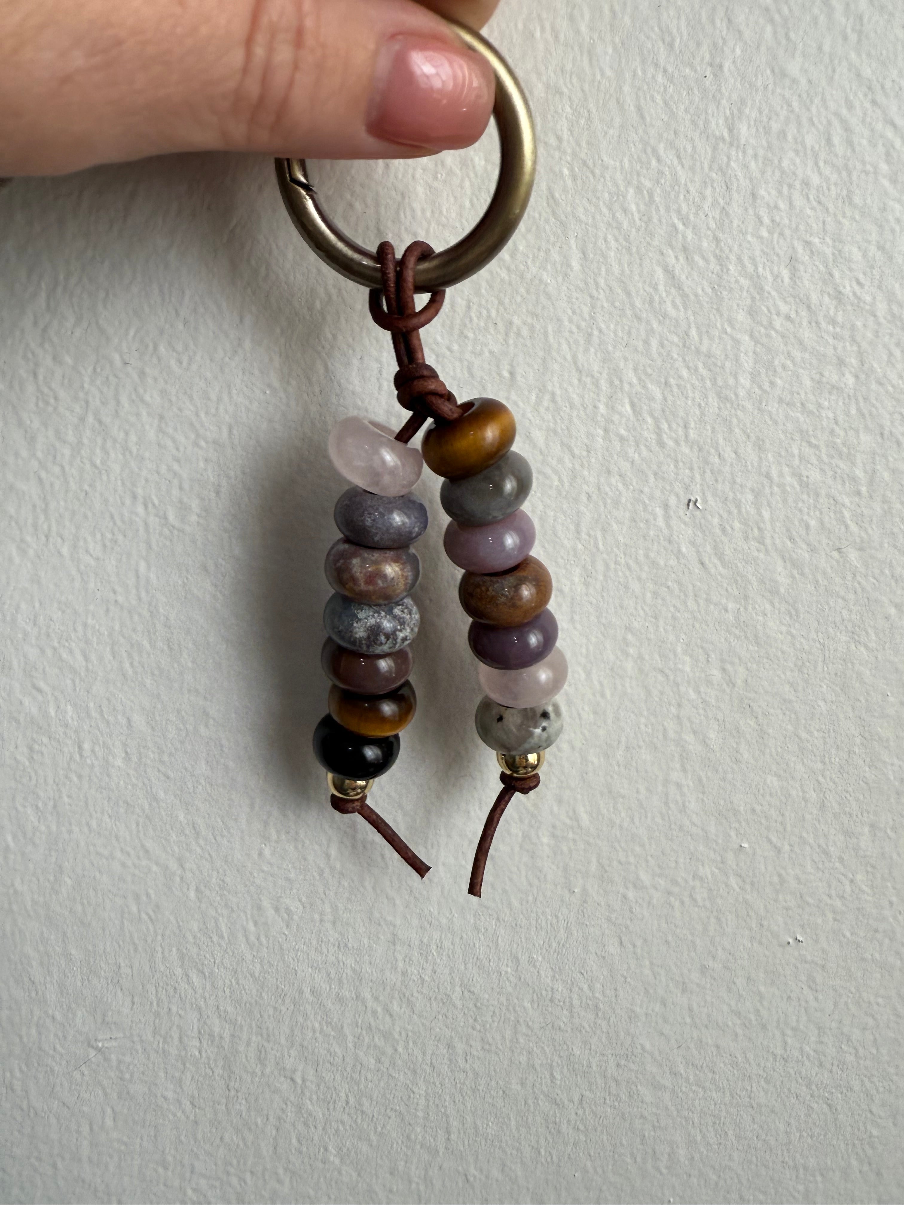The MMP - Colorful Stone Double Strand Bag Charm Key Chain Accessory