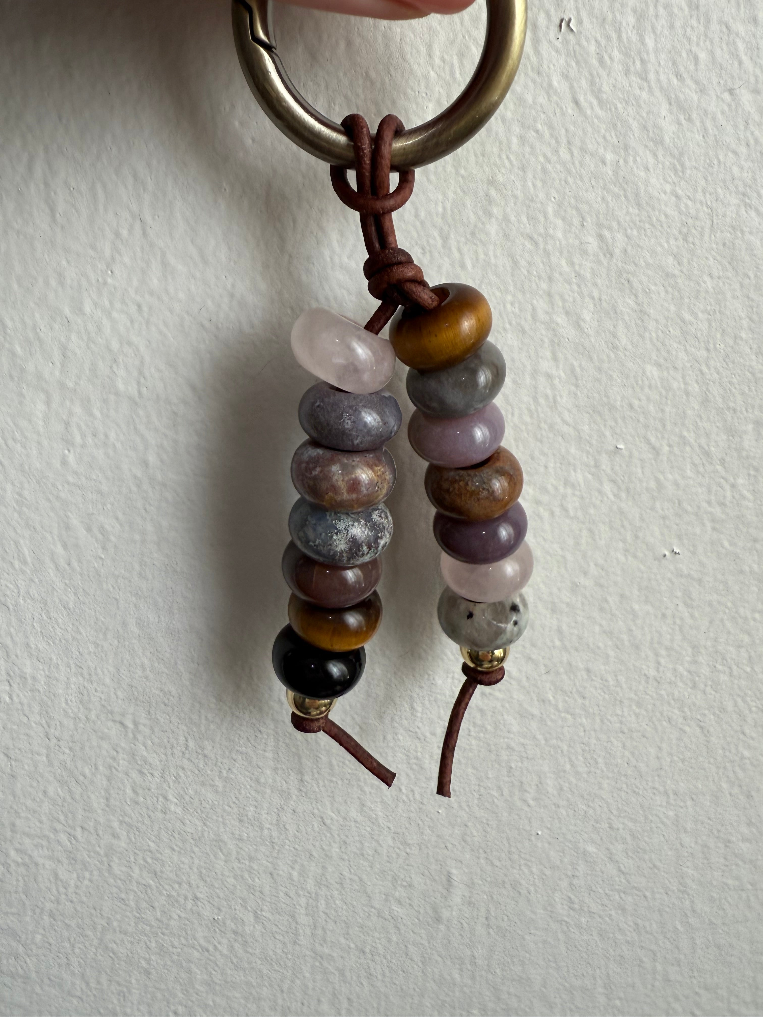 The MMP - Colorful Stone Double Strand Bag Charm Key Chain Accessory