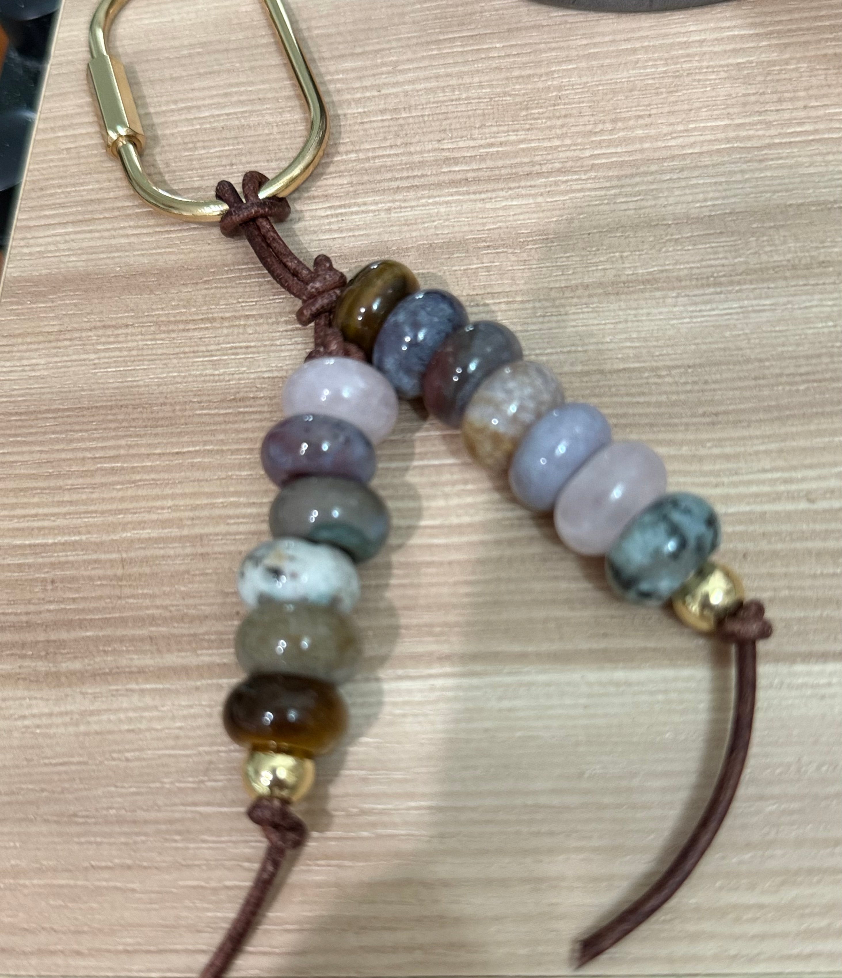 The MMP - Colorful Stone Double Strand Bag Charm Key Chain Accessory