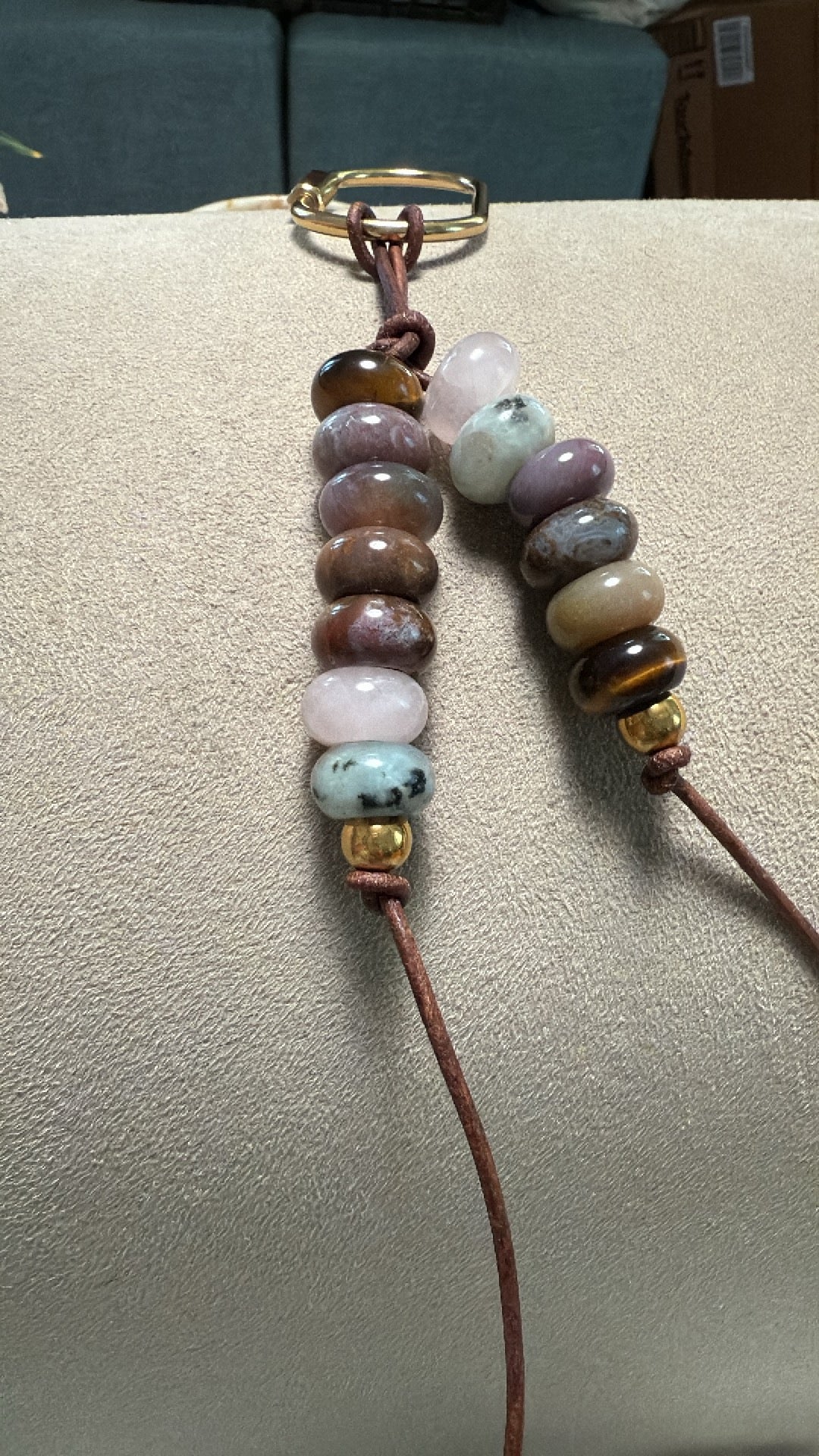 The MMP - Colorful Stone Double Strand Bag Charm Key Chain Accessory
