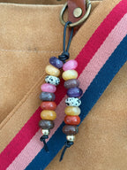 Surfer Colorful Stone Double Strand Bag Charm Key Chain Boho Accessory