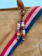Surfer Colorful Stone Double Strand Bag Charm Key Chain Boho Accessory