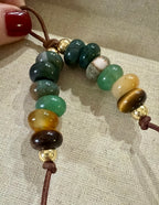 The GEM Colorful Stone Double Strand Bag Charm Key Chain Boho Accessory
