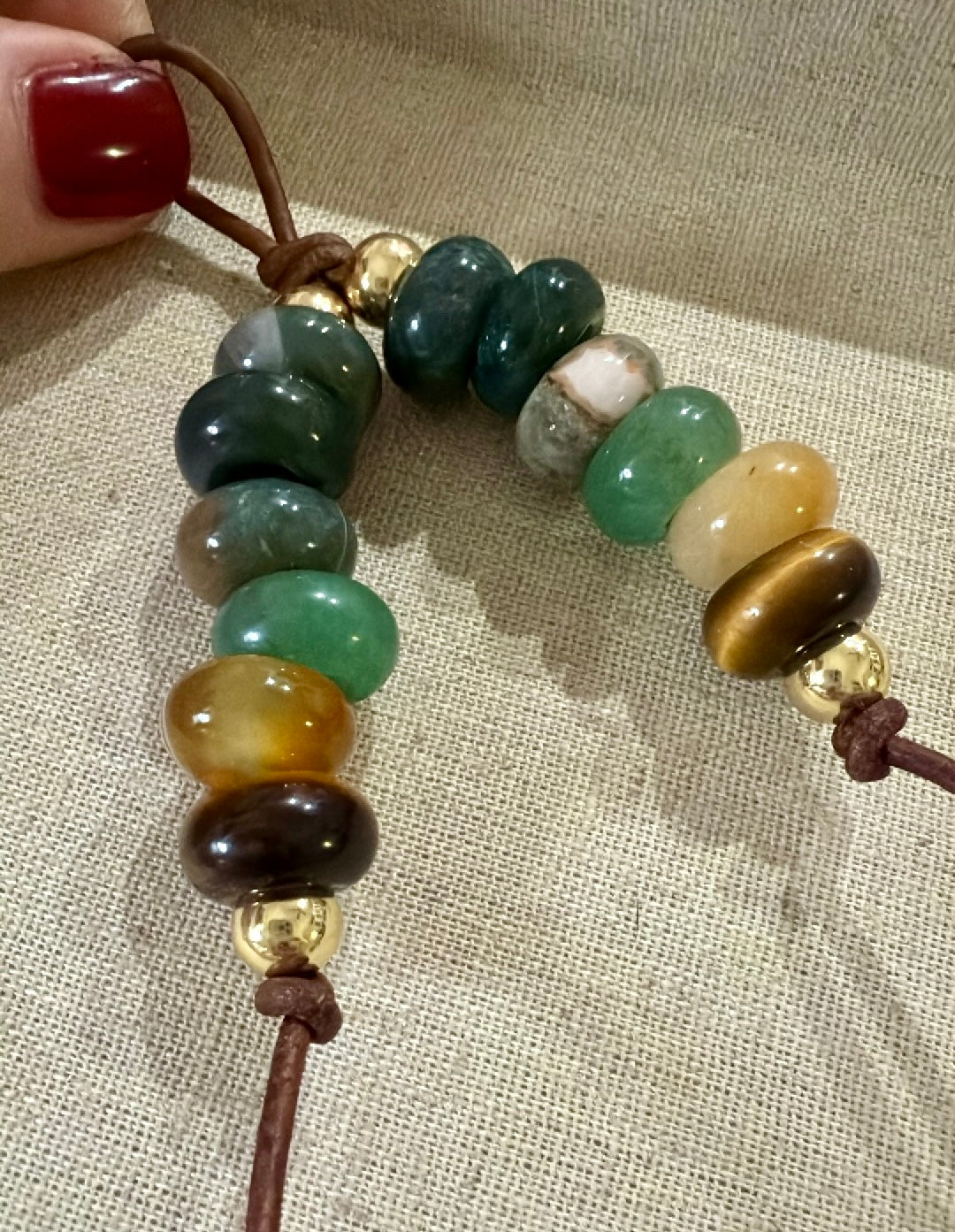 The GEM Colorful Stone Double Strand Bag Charm Key Chain Boho Accessory
