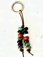 The Red & Green Ucci - Colorful Stone Double Strand Bag Charm Key Chain Accessory