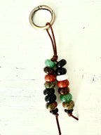 The Red & Green Ucci - Colorful Stone Double Strand Bag Charm Key Chain Accessory