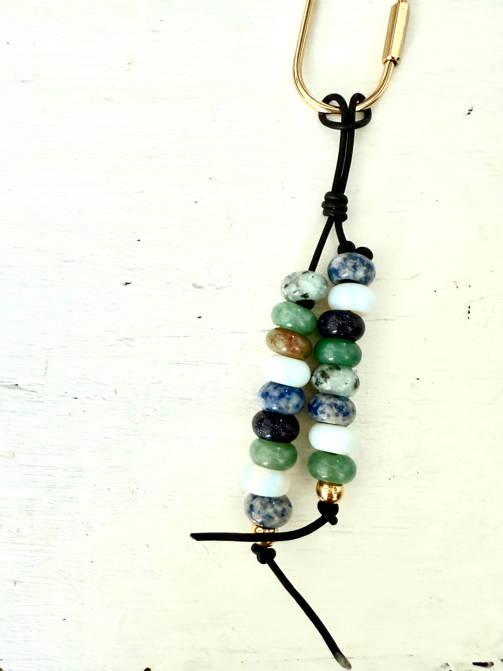 The OCEAN - Colorful Stone Double Strand Bag Charm Key Chain Accessory