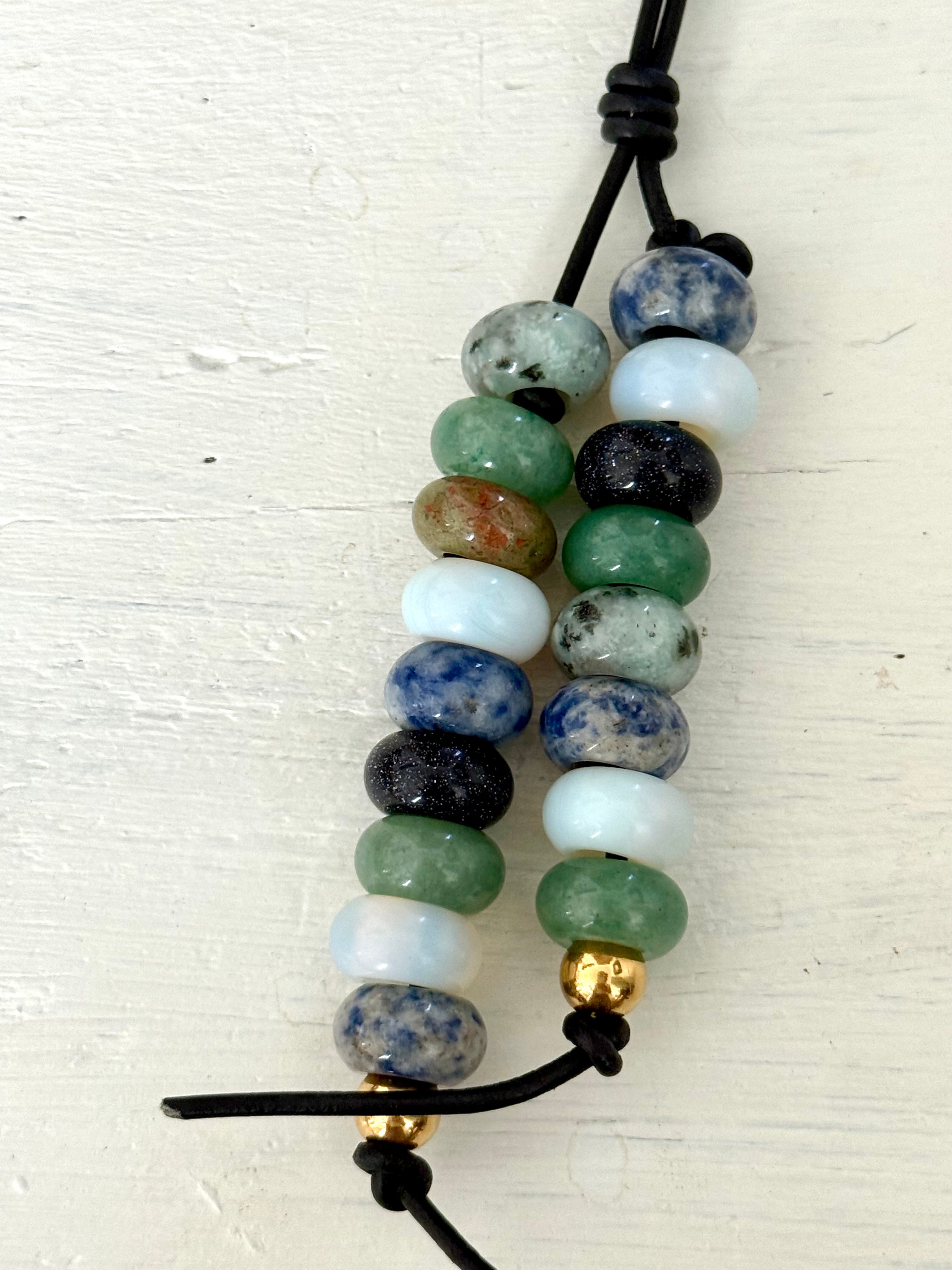 The OCEAN - Colorful Stone Double Strand Bag Charm Key Chain Accessory