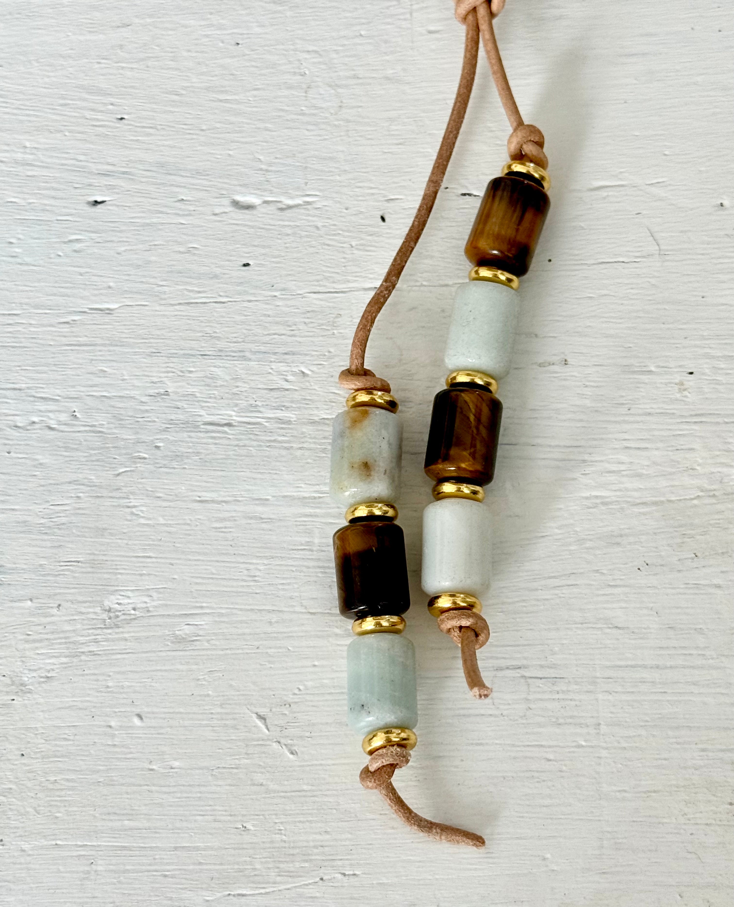 The Beach - Colorful Stone Double Strand Bag Charm Key Chain Accessory