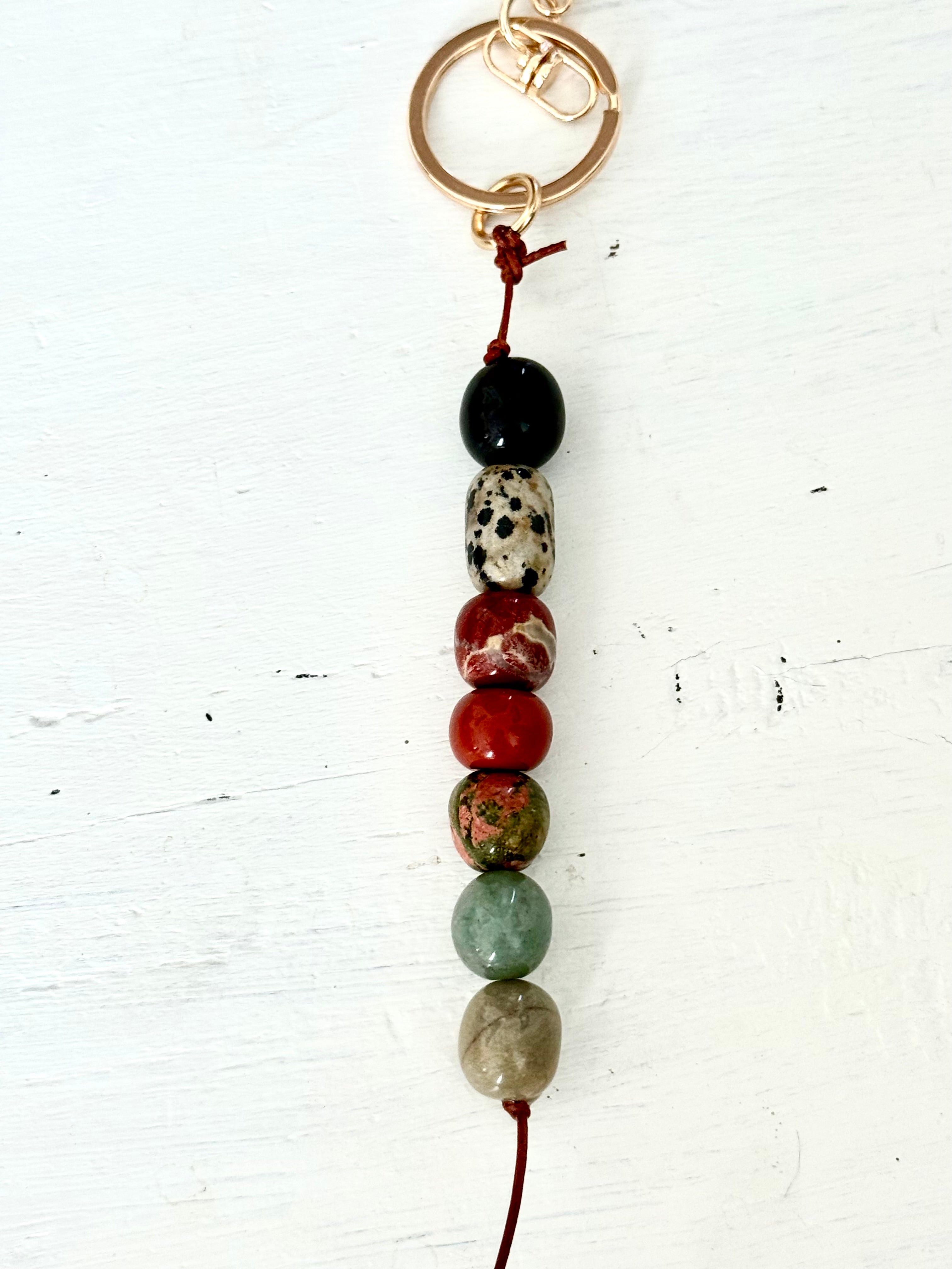 The STRAND - Colorful Stone Single Strand Bag Charm Key Chain Accessory