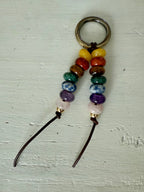 CHAKRA Colorful Stone Double Strand Bag Charm Key Chain Boho Accessory