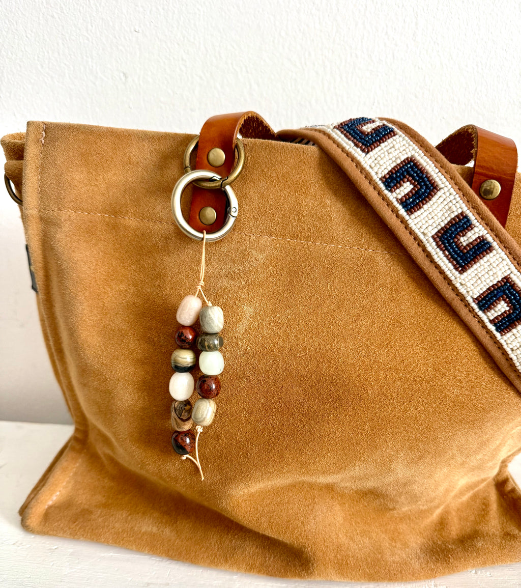 The Pinot  - Colorful Stone Double Strand Bag Charm Key Chain Accessory