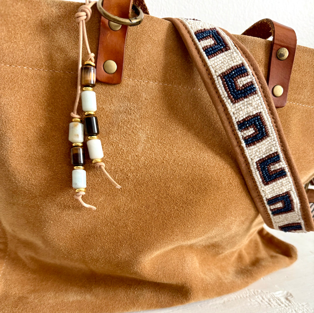 The Beach - Colorful Stone Double Strand Bag Charm Key Chain Accessory