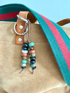 The Red & Green Ucci - Colorful Stone Double Strand Bag Charm Key Chain Accessory