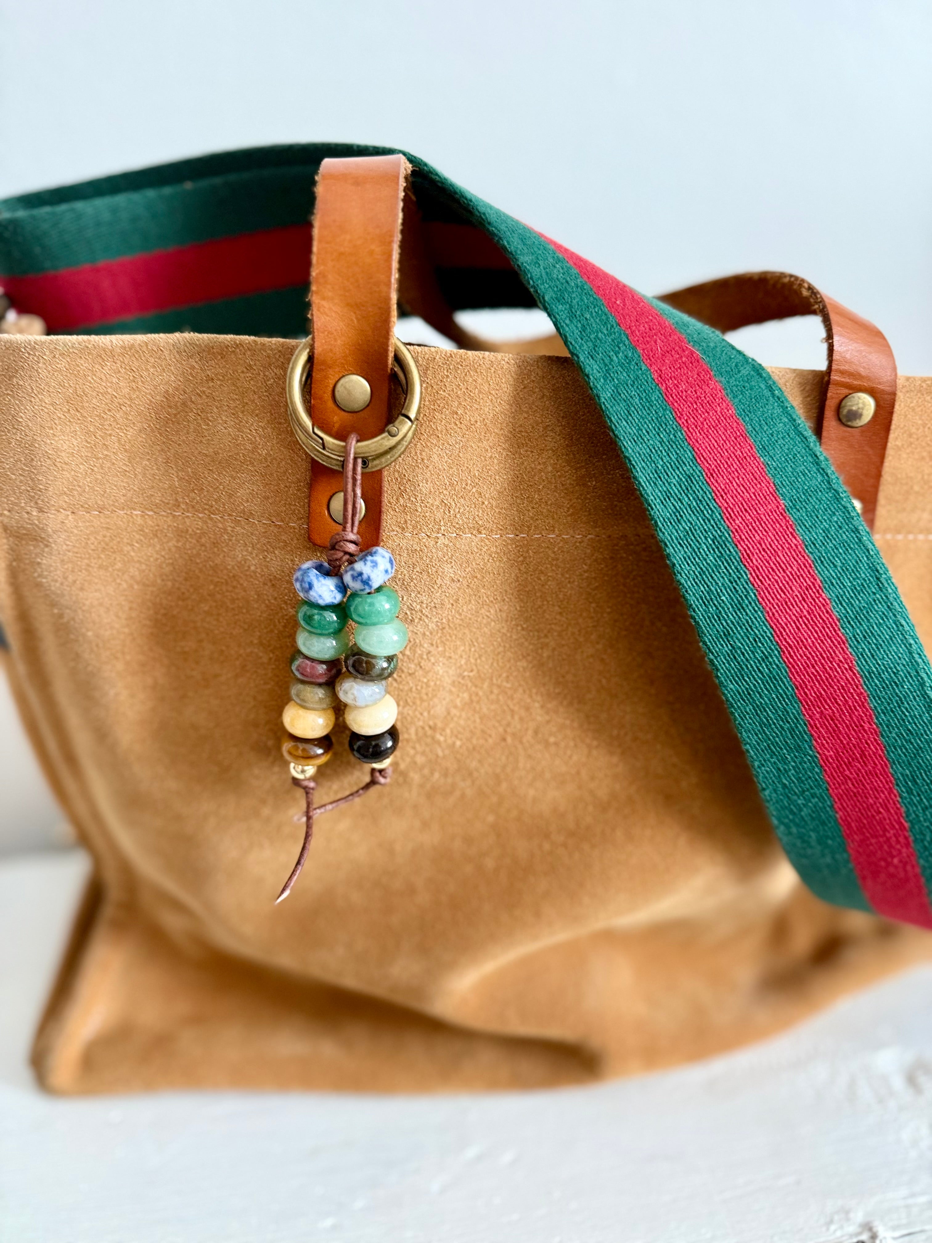 The "OG" Colorful Stone Double Strand Bag Charm Key Chain Boho Accessory