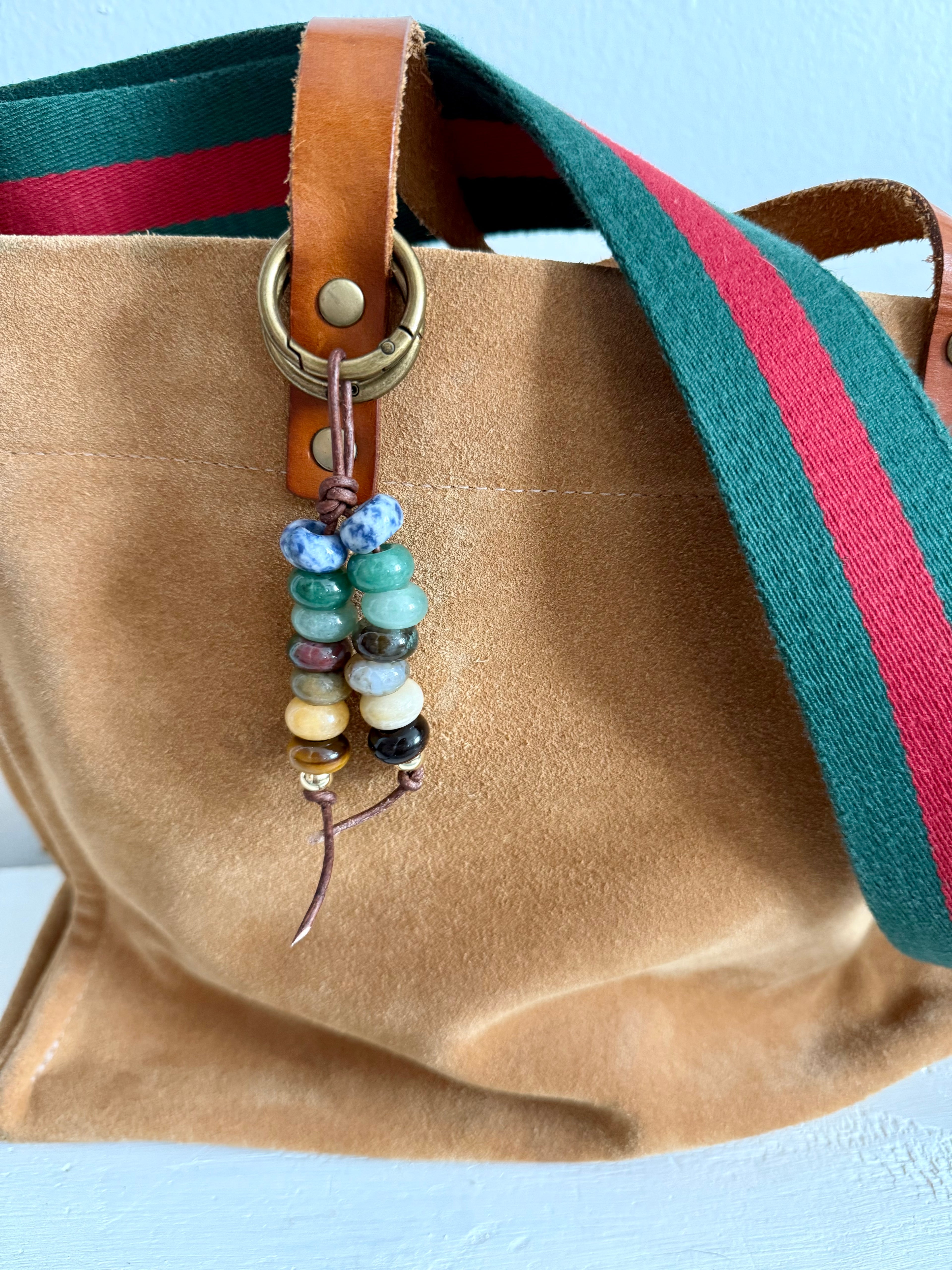 The "OG" Colorful Stone Double Strand Bag Charm Key Chain Boho Accessory