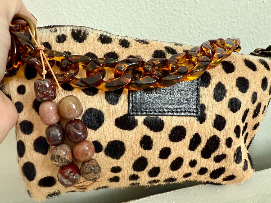 The MERLOT  - Colorful Stone Double Strand Bag Charm Key Chain Accessory