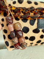 The MERLOT  - Colorful Stone Double Strand Bag Charm Key Chain Accessory