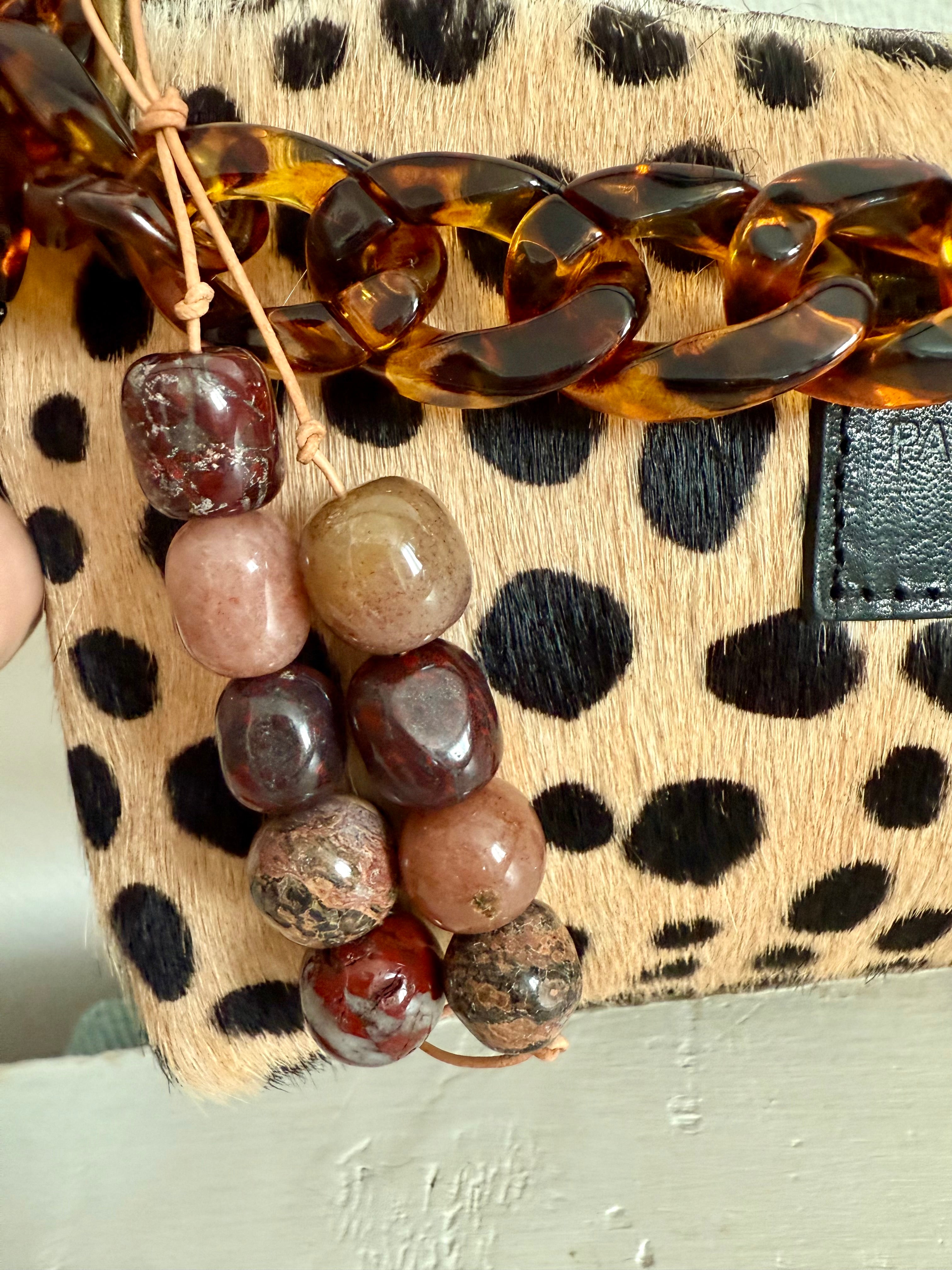 The MERLOT  - Colorful Stone Double Strand Bag Charm Key Chain Accessory