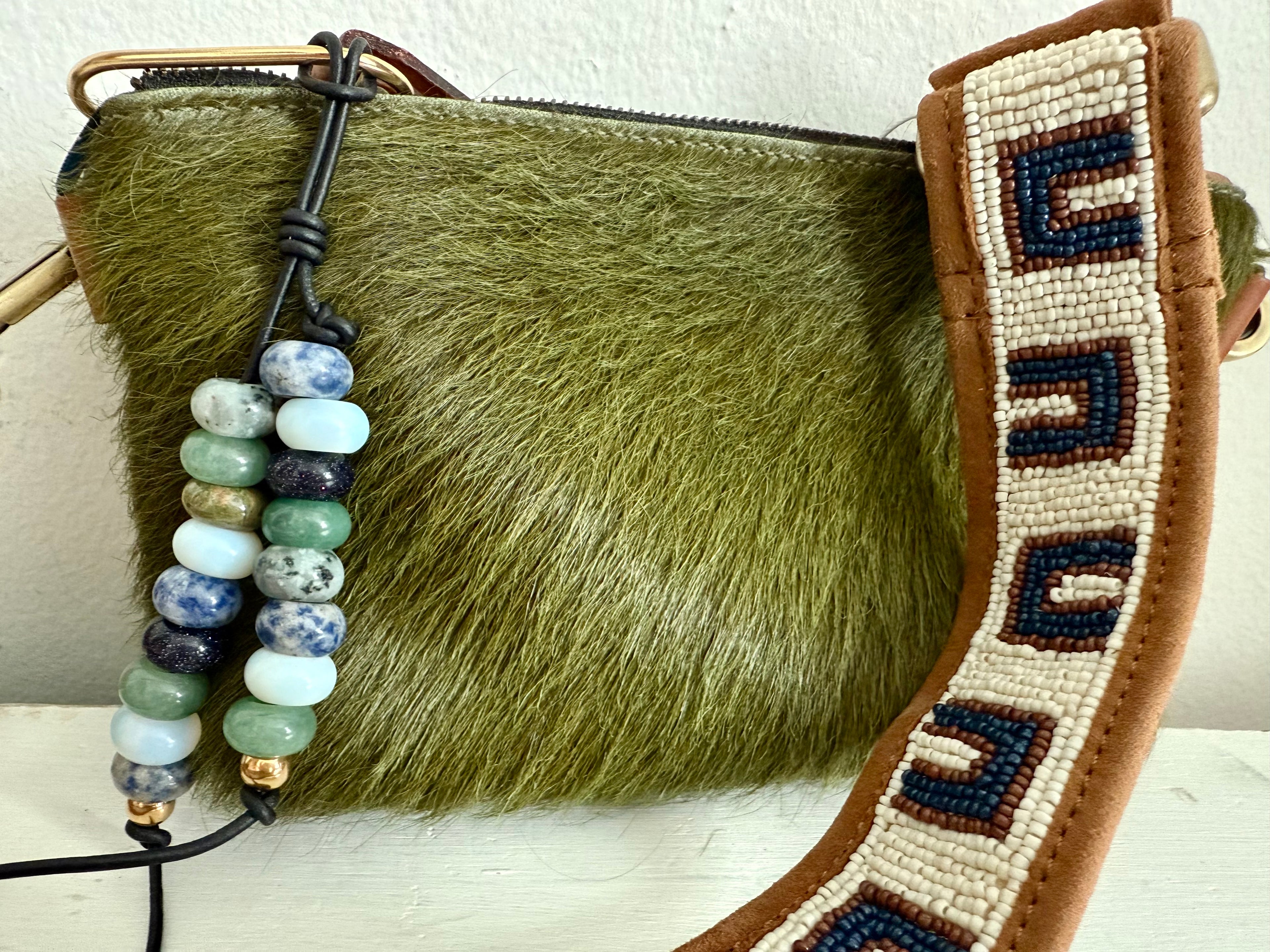 The OCEAN - Colorful Stone Double Strand Bag Charm Key Chain Accessory