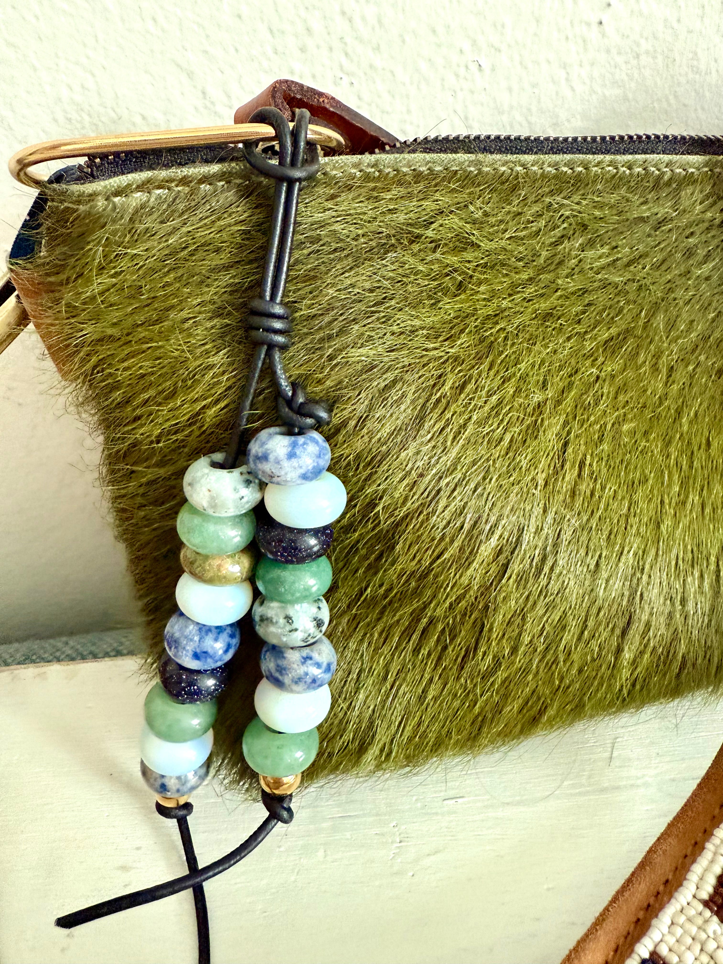 The OCEAN - Colorful Stone Double Strand Bag Charm Key Chain Accessory