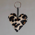Cowhide hair leather heart Small Dalmatian dot Print key chain bag charm