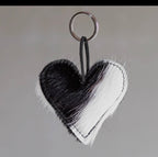 Heart Cowhide Hair Charm Two Color HAIR Handmade Leather Bag & Key Accessory